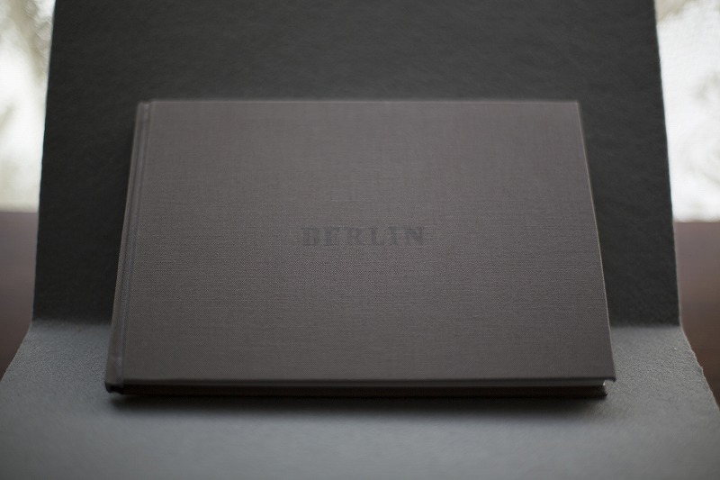Dark cloth-covered handmade book titled berlin
